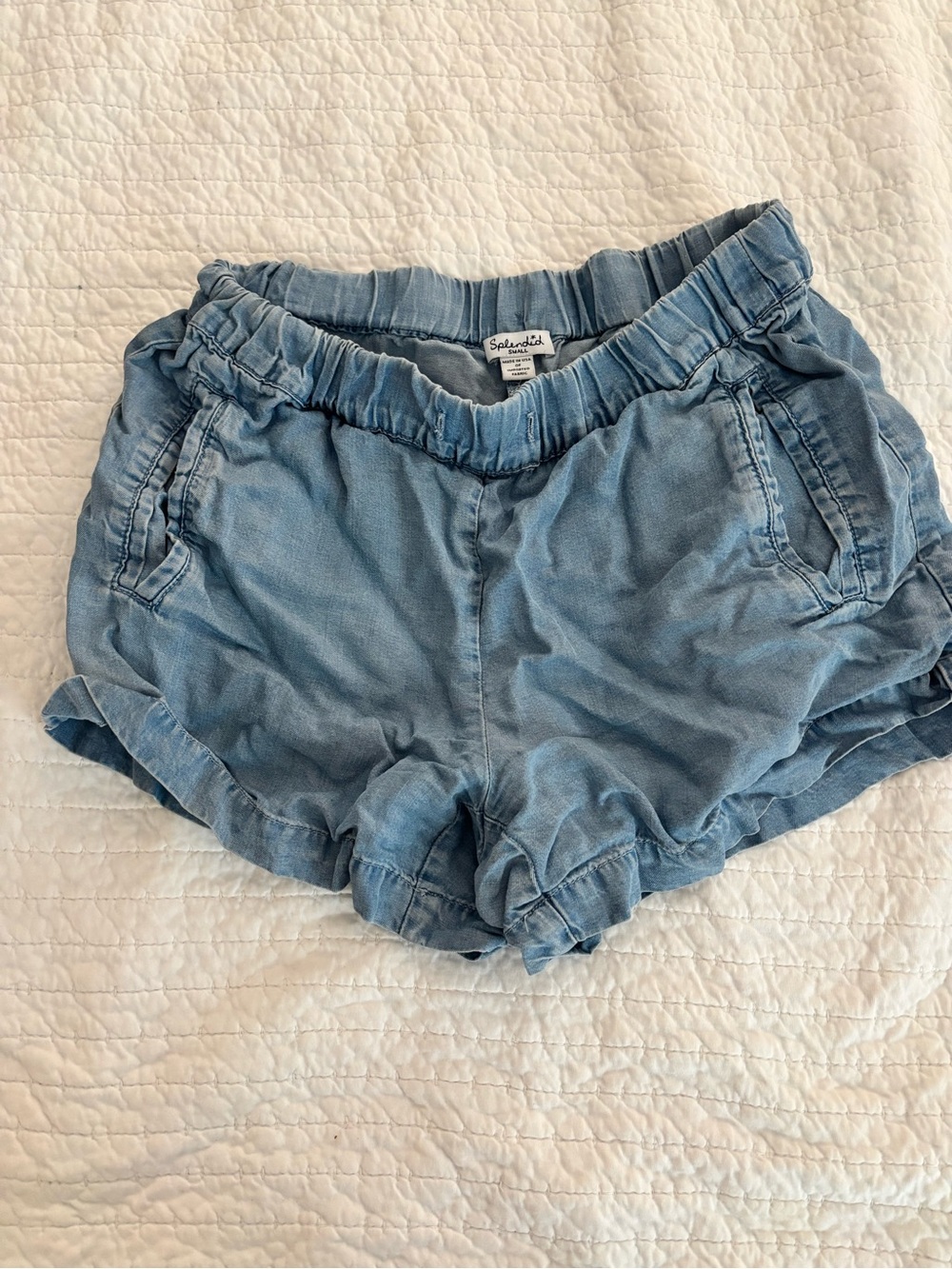 Splendid Light Blue High-Waist Chambray Shorts